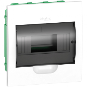   Kiselosztó süllyesztett 1soros, 8 modulos átlátszó ajtóval IP40 PE/N sínnel Easy9 EZ9E108S2F