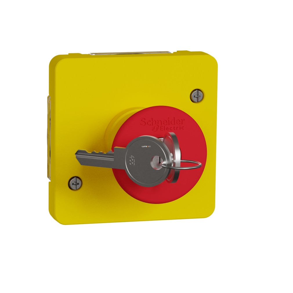Schneider Mureva kulcsos vészleállító, piros/sárga (Styl)