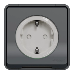 Schneider Electric Mureva Styl - MUR36034 - 2P+F csatlakozóaljzat, biztonsági zsaluval, csapófedéllel, rugós, komplett, antracitszürke