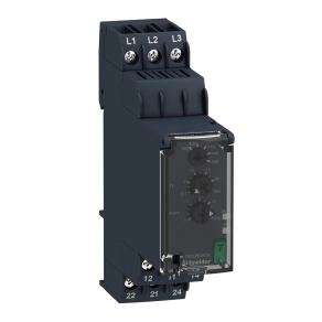 Schneider Electric Harmony Control Relays - RM22TA33 - háromfázisú fázisfigyelő relé, kikapcsolás késleltetővel, 2CO, 8A, 380…480VAC
