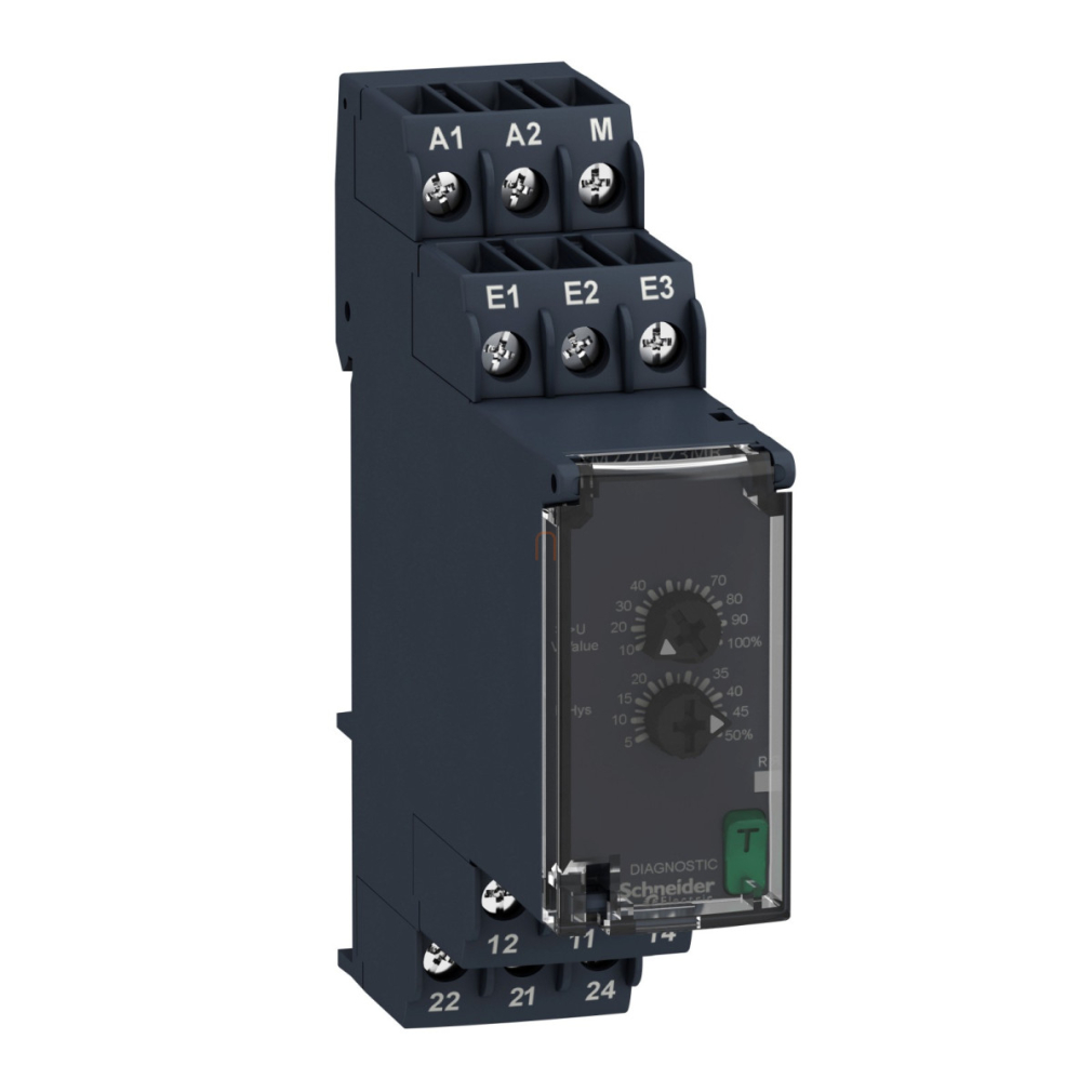 RM22 feszültségfigyelő relé, 1f vagy DC, 2CO, 8A, 24…240VAC/DC, mérési tart.:15…500V RM22UA23MR Schneider