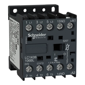 Schneider Electric TeSys K - LC1K06106BLS207 - TeSysK mágneskapcsoló, 3P, Ac3 440V, 6A, 24V dc alacsony