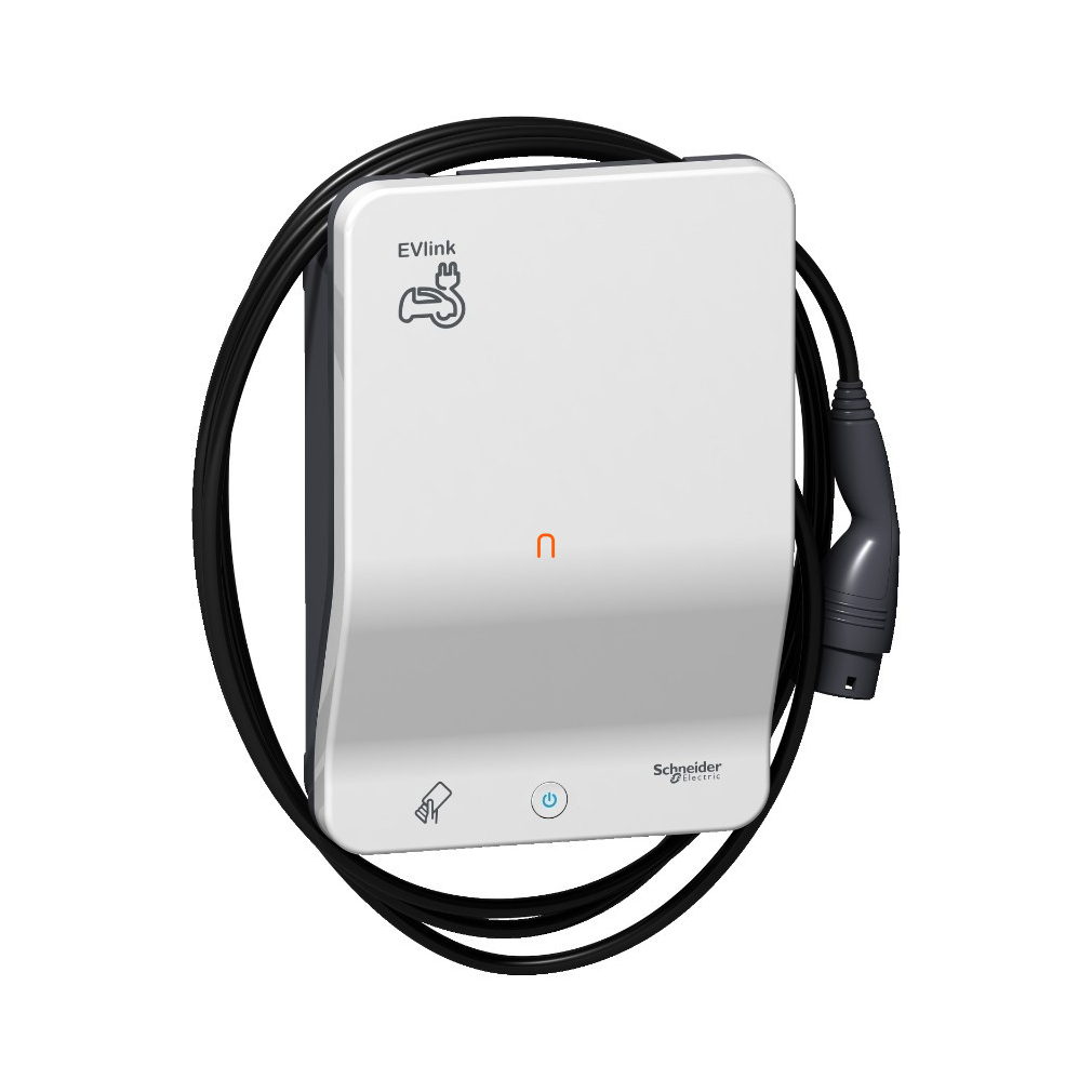 Schneider elektromos autótöltő állomás EVLink Smart Wallbox 22 KW kábellel T2 RFID EVB1A22PCRI