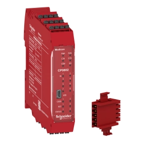 Schneider Electric Preventa XPS MCM - XPSMCMCP0802BCG biztonsági vezérlő, CPU, 8DI+2DI (start/restart), 2DO+4DO (teszt)+2DO(státusz), hátlapi bővítővel
