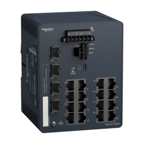   Schneider Electric ConneXium - Ethernet - MCSESM203F4LG0 - Modicon Managed Switch, 16 port + 4 Gigabit SFP