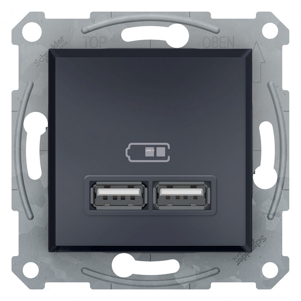 Schneider Asfora antracit USB töltő dupla 2.1A EPH2700271