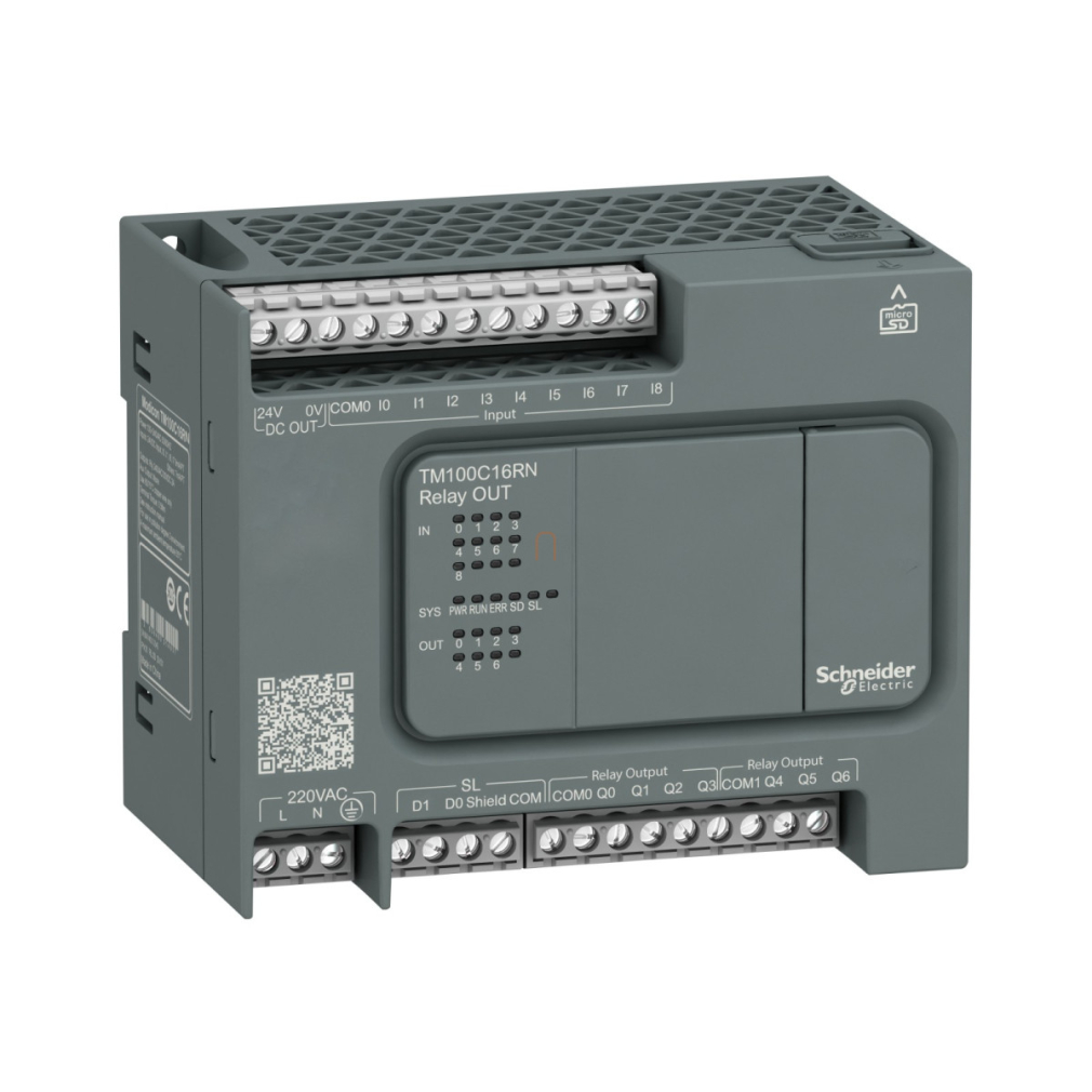 Modicon M100 Easy PLC, 16 I/O, 1xRS485, 230VAC TM100C16RN Schneider