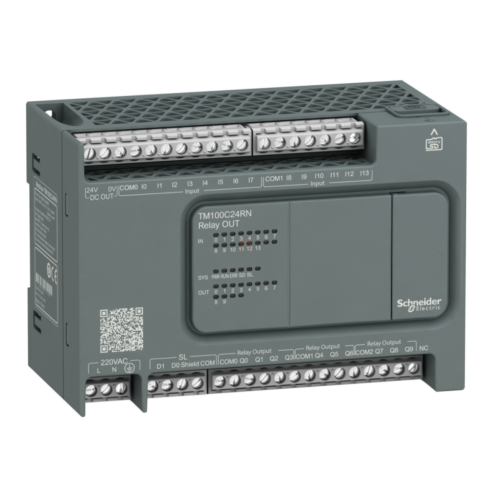 Modicon M100 Easy PLC, 24 I/O, 1xRS485, 230VAC TM100C24RN Schneider