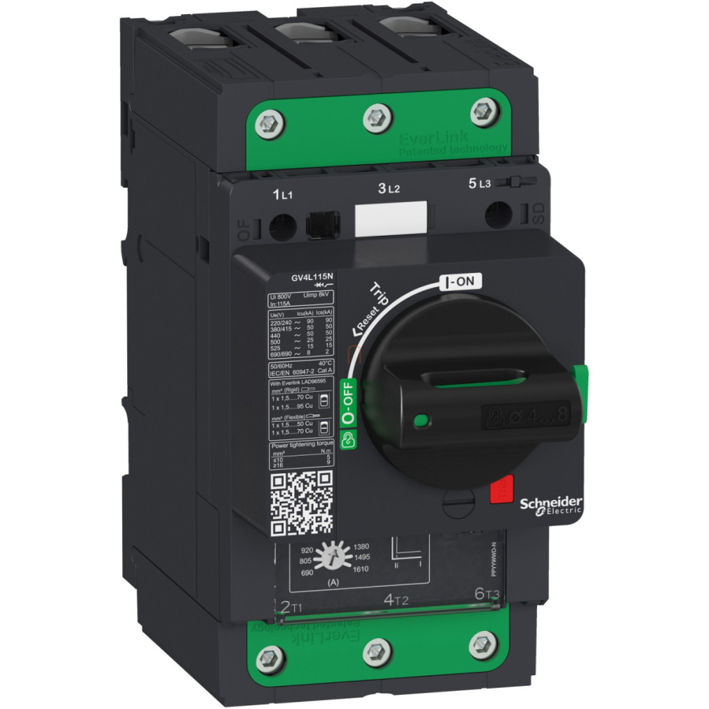 GV4L motorvédő mágneses 12.5A 50kA EverLink GV4L12N Schneider