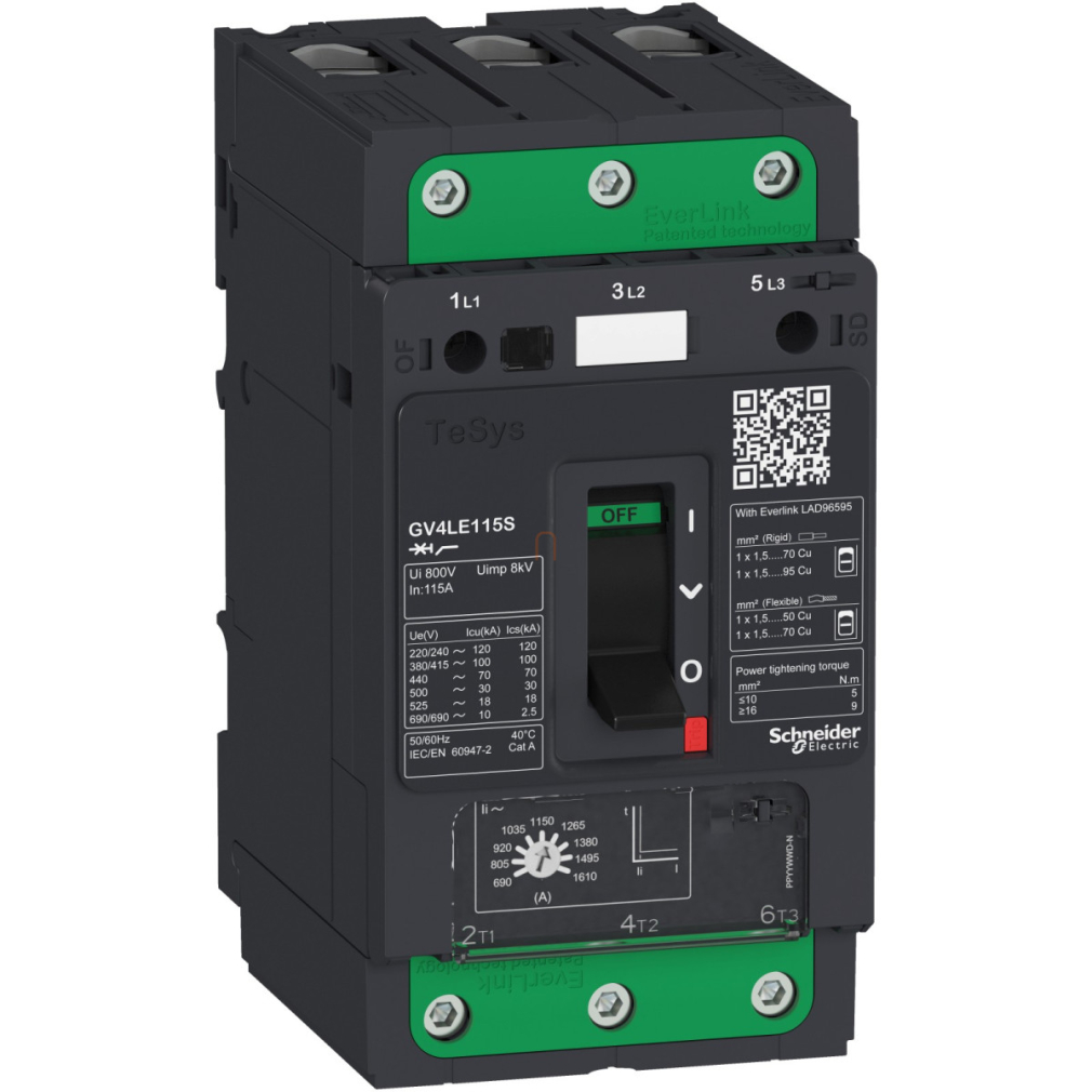 GV4LE motorvédő mágneses 7A 100kA EverLink GV4LE07S Schneider