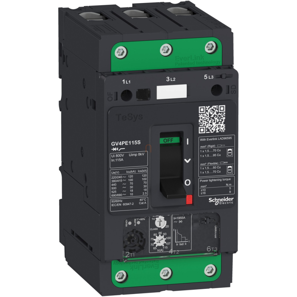 GV4PE115N motorvédő termikus-mágneses 115A 50kA EverLink Schneider