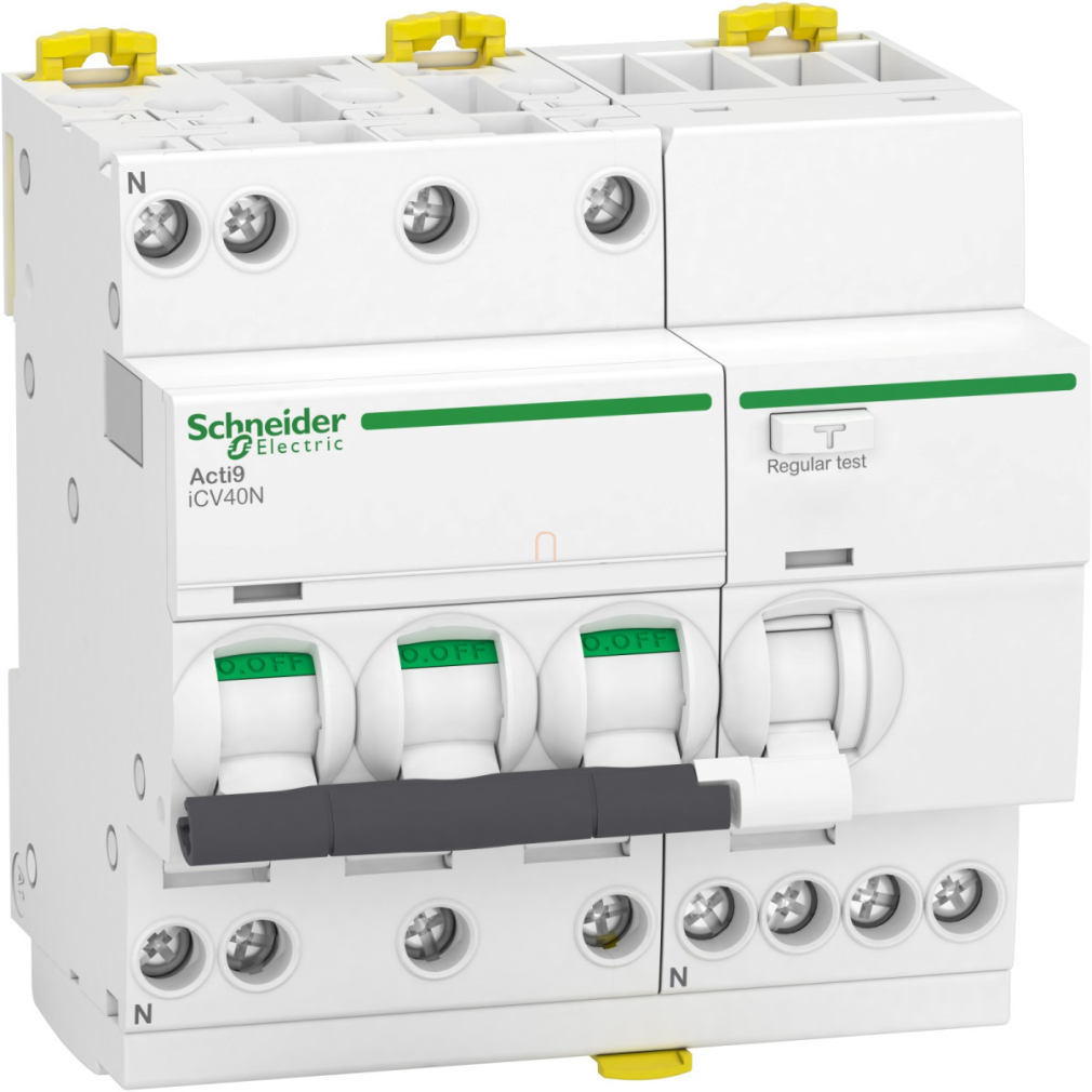 A9DC3710 ACTI9 iCV40 RCBO, áramvédős kismegszakító A osztály,3P-N,C,10A,30mA Schneider