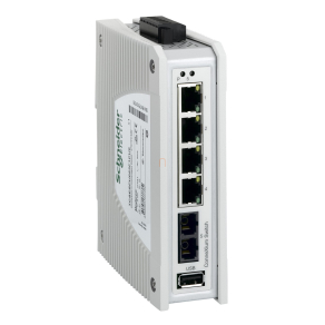  Schneider ConneXium Premium switch, 4 x TX réz + 1 x FX-mm optika, IP40, nem menedzselhető TCSESPU053F1CU0