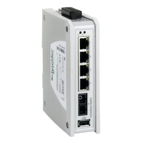   Schneider ConneXium Premium switch, 4 x TX réz + 1 x FX-SM optika, IP40, nem menedzselhető TCSESPU053F1CS0