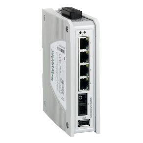 Schneider ConneXium Premium switch, 4 x TX réz + 1 x FX-SM optika, IP40, nem menedzselhető TCSESPU053F1CS0