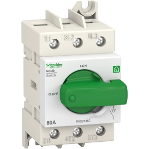 Schneider Electric Resi9 - R9S24380 - Moduláris forgócsapos kapcsoló, 3P, 80A