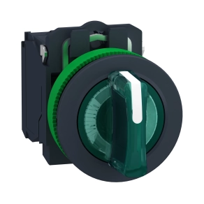 Schneider Electric Harmony XB5 - XB5FK133B5 - panelbe süllyesztett komplett műanyag világító kapcsoló, Ø30, 3 állású, 24 V, 1NO+1NC, zöld