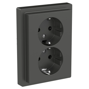 Schneider Electric Merten System Design - MTN2420-6534 - 2x2P+F csatlakozóaljzat, biztonsági zsaluval, rugós, 16A, kerettel, System-D, antracit