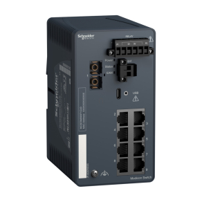   Schneider Electric ConneXium - Ethernet - MCSESM093F1CU0 - Modicon switch, TCP/IP, menedzselhető, 8TX/1FX, multimódosú