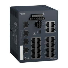   Schneider Electric ConneXium - Ethernet - MCSESM243F4LG0 - Modicon Managed Switch, 20 port + 4 Gigabit SFP