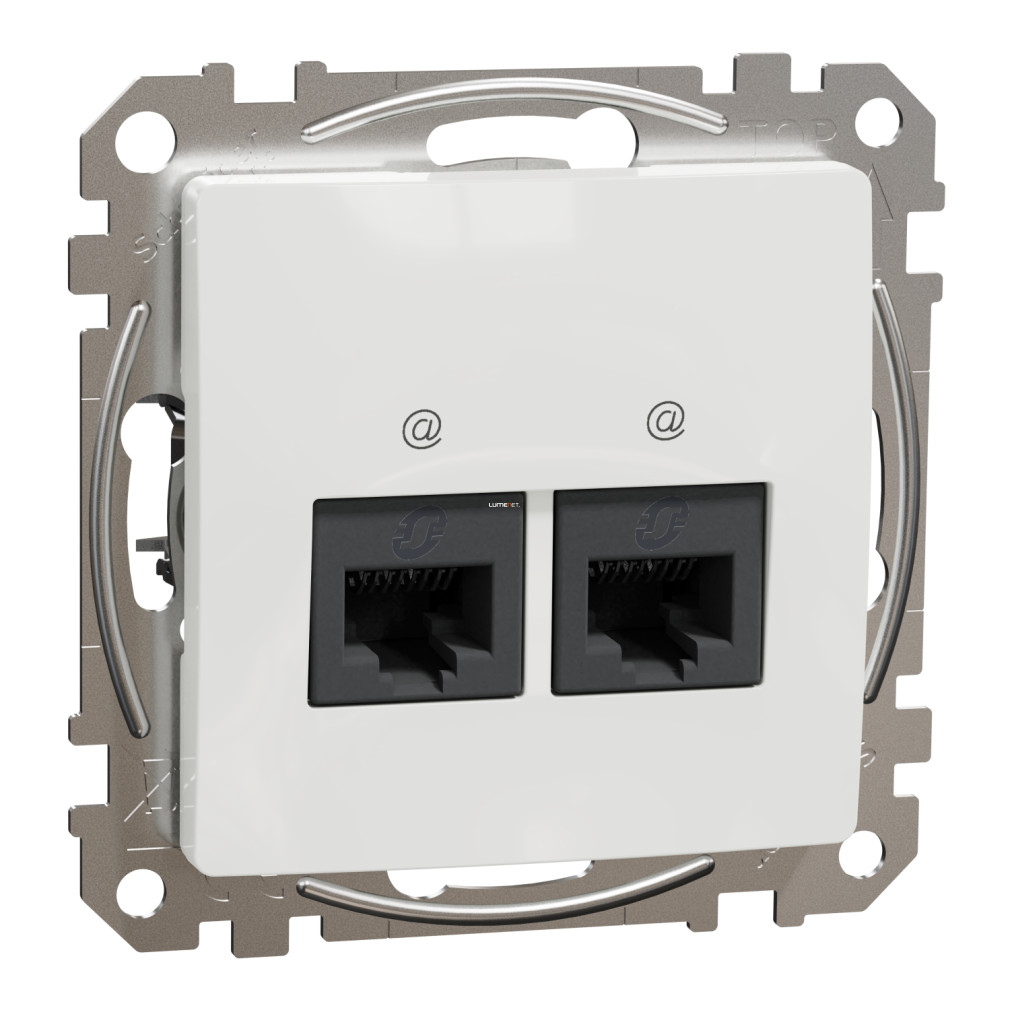 Schneider Electric Sedna Design Elements fehér 2xRJ45 Cat6 UTP aljzat süllyesztett kivitelben, fényes felülettel, SDD111462