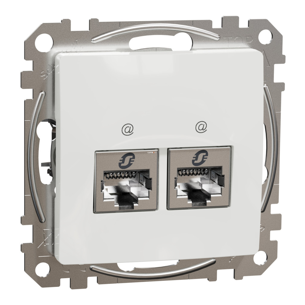 Schneider Electric Sedna Design Elements fehér 2xRJ45 Cat6A STP aljzat süllyesztett kivitelben, fényes felülettel, SDD111467S