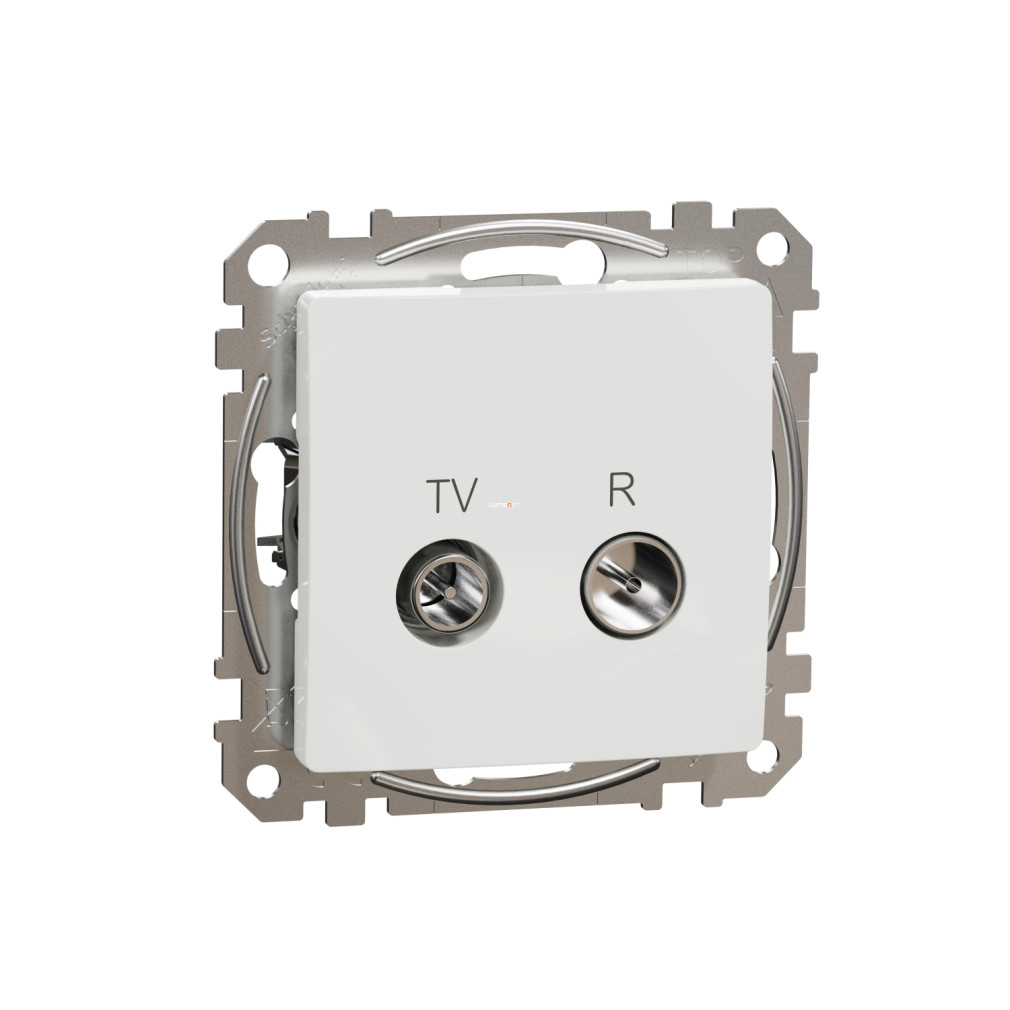Schneider Electric Sedna TV/R aljzat végponti kivitelben, fehér színben, 4 dB TV és 10 dB rádió csillapítással, IEC apa és anya csatlakozóval, UV-stabilizált fényes felülettel, süllyesztett beépítéshez SDD111471R