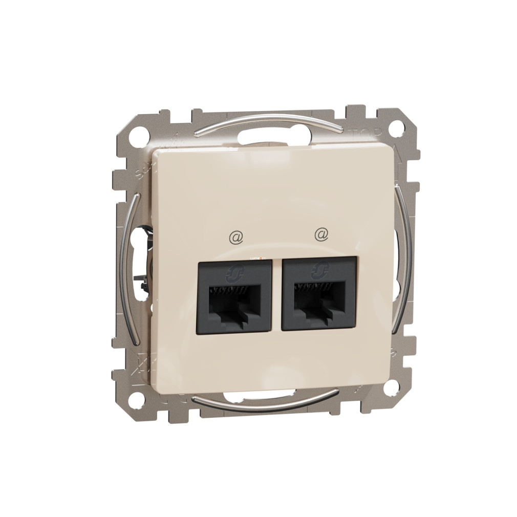 Schneider Electric Sedna Design Elements bézs 2xRJ45 Cat5e UTP aljzat süllyesztett kivitelben, fényes felülettel, SDD112452