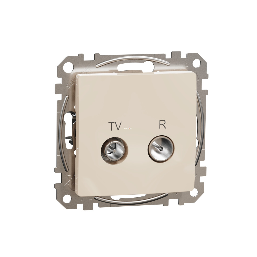 Schneider Electric Sedna TV/R aljzat végponti kivitelben, bézs színben, 4 dB TV és 10 dB rádió csillapítással, IEC apa és anya csatlakozóval, UV-stabilizált fényes felülettel, süllyesztett telepítéshez SDD112471R