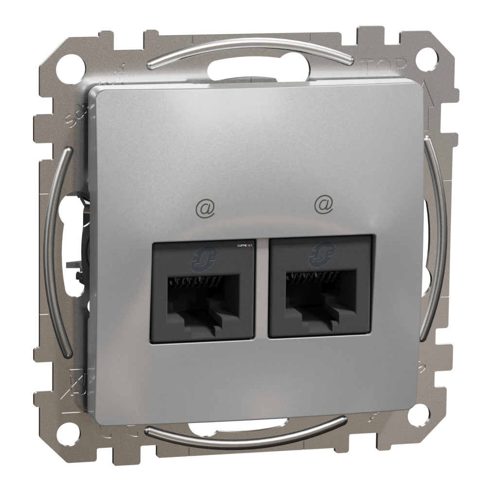 Schneider Electric Sedna Design Elements alumínium 2xRJ45 Cat6 UTP aljzat süllyesztett kivitelben, matt felülettel, SDD113462