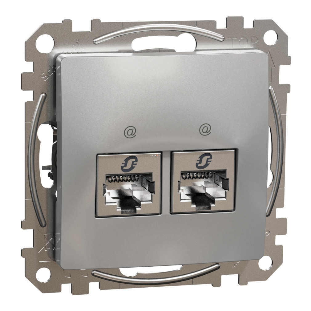 Schneider Electric Sedna Design Elements alumínium 2xRJ45 Cat6A STP aljzat süllyesztett kivitelben, matt felülettel, SDD113467S