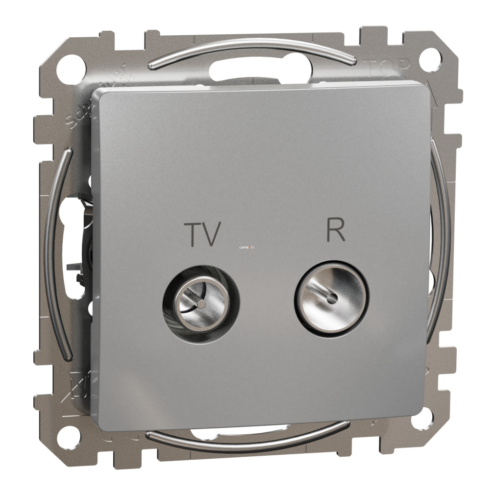 Schneider Electric Sedna TV/R aljzat végponti kivitelben, alumínium színben, 4 dB TV és 10 dB rádió csillapítással, IEC apa és anya csatlakozóval, UV-stabilizált süllyesztett kivitelben SDD113471R