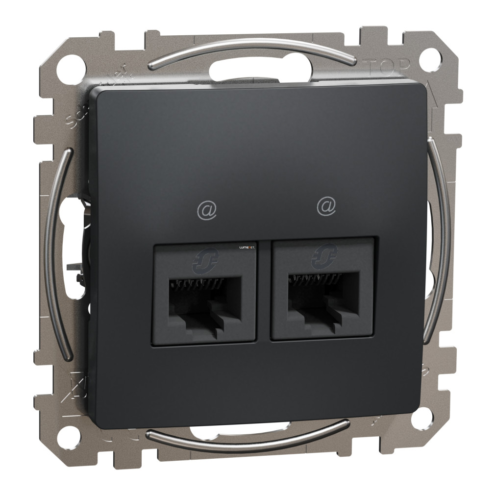 Schneider Electric Sedna Design Elements antracit 2xRJ45 Cat6 UTP aljzat süllyesztett kivitelben, matt felülettel, SDD114462
