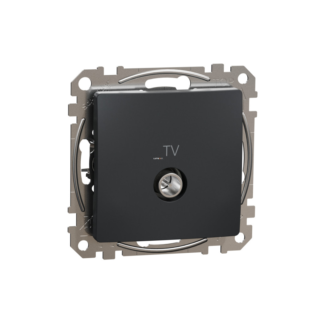 Schneider Electric Sedna TV aljzat átmenő kivitelben, antracit színben, 7 dB csillapítással, IEC apa csatlakozóval, süllyesztett szereléshez SDD114474