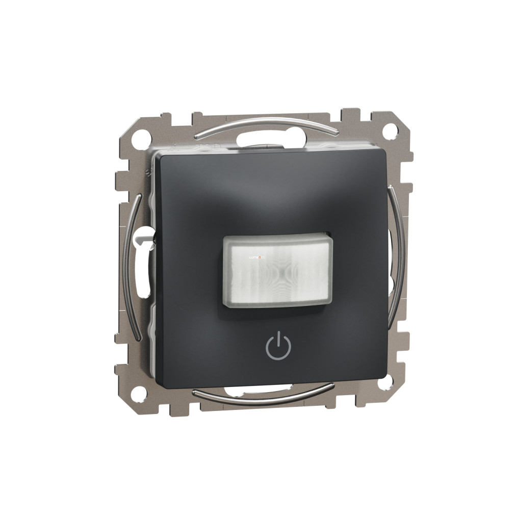 Schneider Electric Sedna mozgásérzékelős világításvezérlő nyomógombbal, PIR technológia, 160° érzékelés, antracit színben, 10A, SDD114504