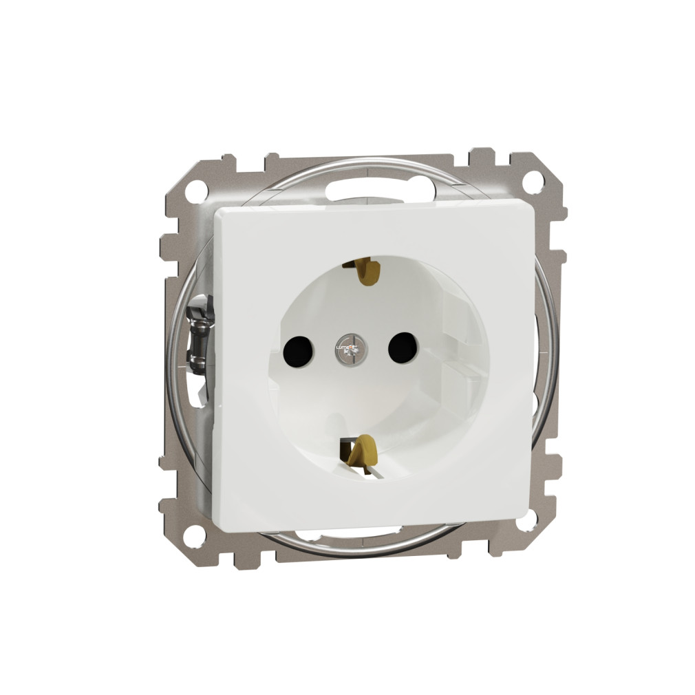 Schneider Electric Sedna Design Elements fehér 2P+F csatlakozóaljzat biztonsági zsaluval, csavaros bekötéssel, 16A terhelhetőséggel, SDD111021