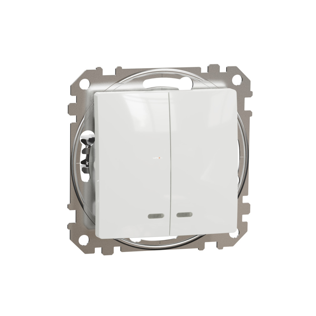 Schneider Electric Sedna Design Elements fehér csillárkapcsoló kék jelzőfénnyel, 10AX, süllyesztett kivitelben, fényes felülettel, SDD111105L