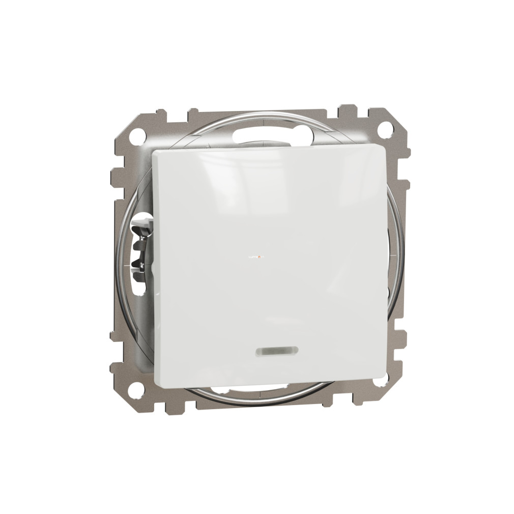 Schneider Electric Sedna keresztkapcsoló fényes fehér kivitelben kék jelzőfénnyel, süllyesztett rugós bekötéssel, 2300 W, SDD111107L