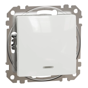 Schneider Electric Sedna Design & Elements - SDD111111L -Egypólusú nyomó, kék jelzőfénnyel, rugós bekötés, 10A, fehér