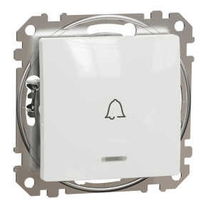   Schneider Electric Sedna Design & Elements - SDD111131L -Egypólusú nyomó, kék jelzőfénnyel, csengőjellel, rugós bekötés, 10A, fehér