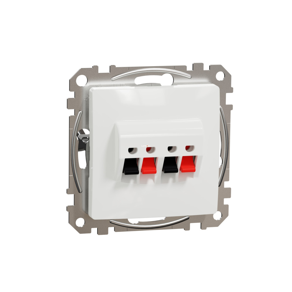 Schneider Electric Sedna kettős hangfalcsatlakozó fényes fehér kivitelben, süllyesztett rugós bekötéssel, 2 hangszóróhoz, SDD111411