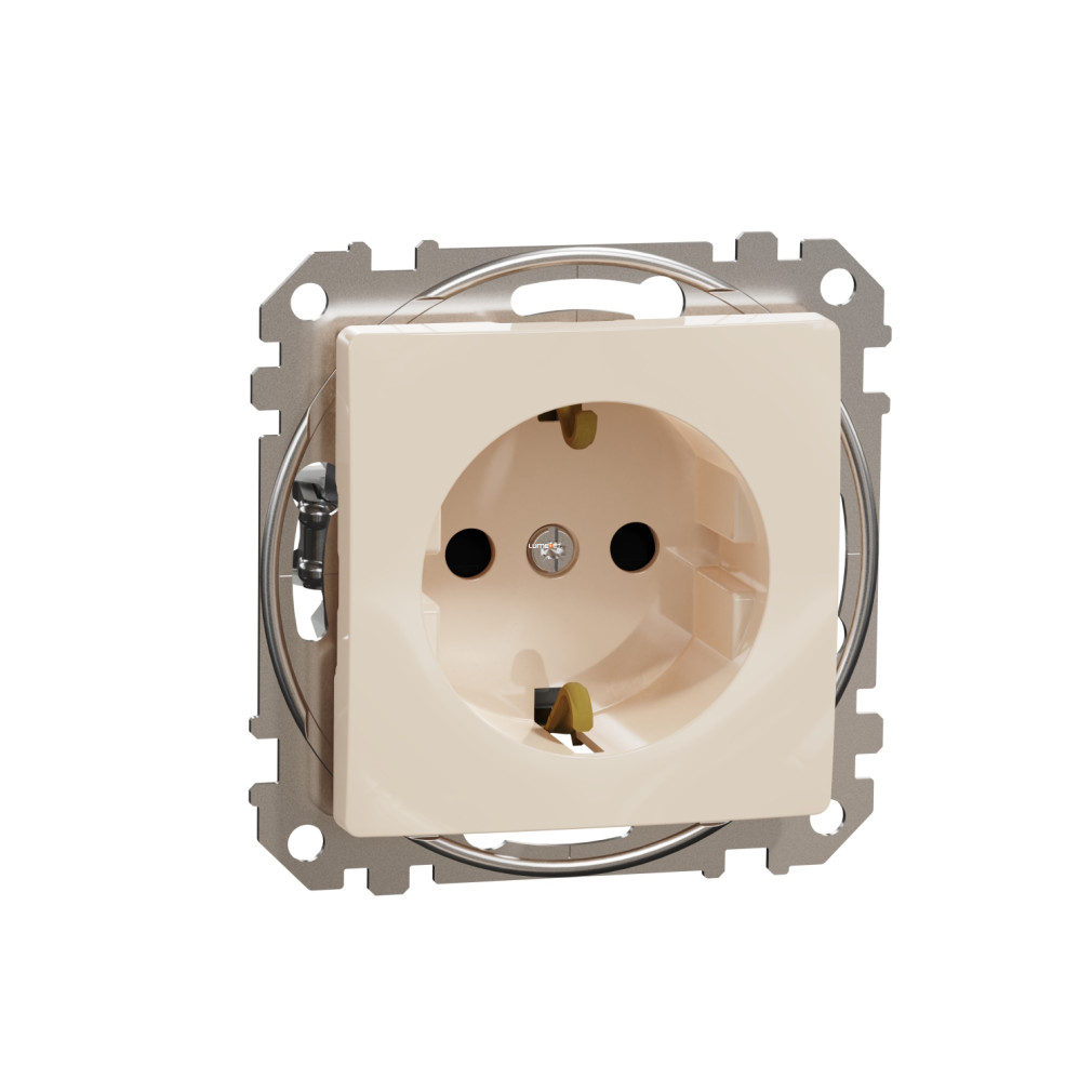 Schneider Electric Sedna Design Elements bézs 2P+F csatlakozóaljzat biztonsági zsaluval, rugós bekötéssel, 16A terhelhetőséggel, SDD112022