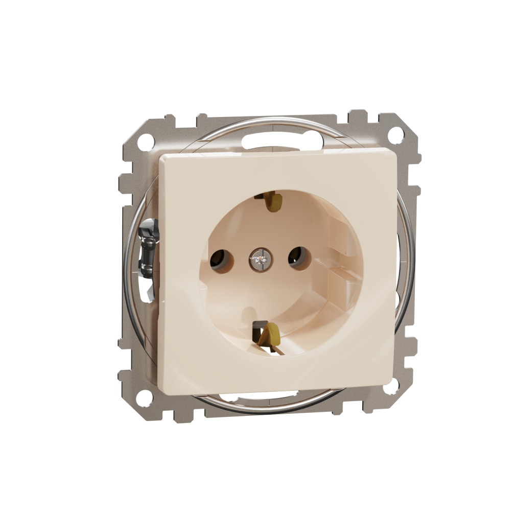 Schneider Electric Sedna Design Elements bézs 2P+F csatlakozóaljzat csavaros bekötéssel, 16A terhelhetőséggel, SDD112025