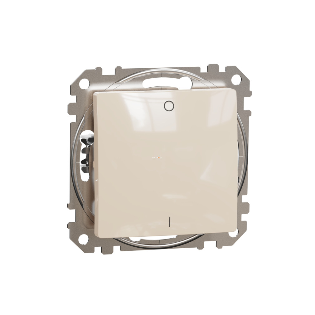 Schneider Electric Sedna kétpólusú kapcsoló fényes bézs kivitelben, süllyesztett rugós bekötéssel, 10AX, 2300 W, SDD112102