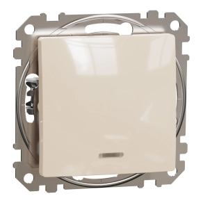 Schneider Electric Sedna Design & Elements - SDD112116L -Váltóérintkezős nyomó, kék jelzőfénnyel, rugós bekötés, 10A, bézs
