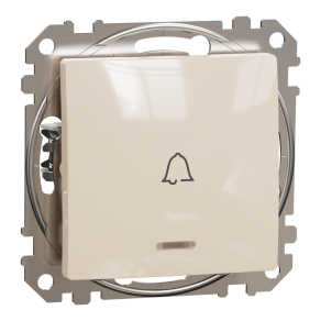   Schneider Electric Sedna Design & Elements - SDD112131L -Egypólusú nyomó, kék jelzőfénnyel, csengőjellel, rugós bekötés, 10A, bézs