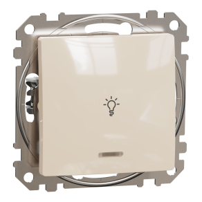   Schneider Electric Sedna Design & Elements - SDD112132L -Egypólusú nyomó, kék jelzőfénnyel, lámpajellel, rugós bekötés, 10A, bézs