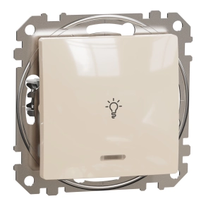 Schneider Electric Sedna Design & Elements - SDD112132L -Egypólusú nyomó, kék jelzőfénnyel, lámpajellel, rugós bekötés, 10A, bézs