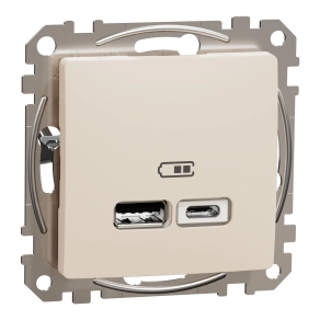 Schneider Electric Sedna Design & Elements - SDD112402 -Dupla USB töltő, A+C, 2.4A, bézs