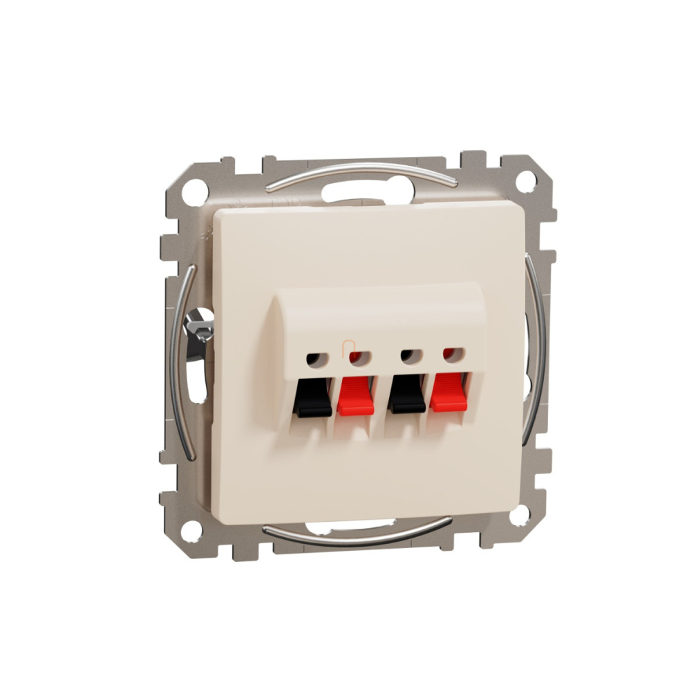 Schneider Electric Sedna kettős hangfalcsatlakozó fényes bézs kivitelben, süllyesztett rugós bekötéssel, 2 hangszóróhoz, SDD112411